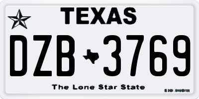 TX license plate DZB3769