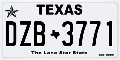 TX license plate DZB3771