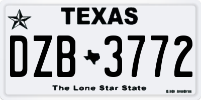 TX license plate DZB3772