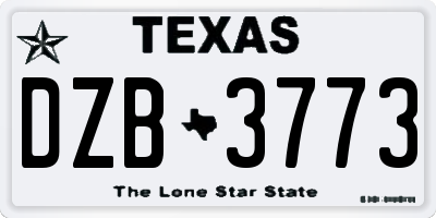 TX license plate DZB3773