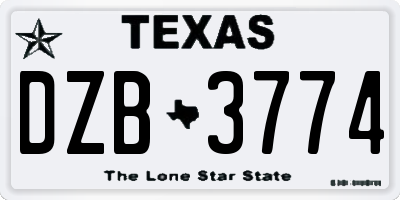 TX license plate DZB3774
