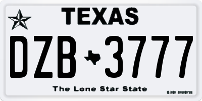 TX license plate DZB3777