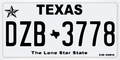 TX license plate DZB3778
