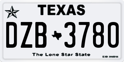 TX license plate DZB3780