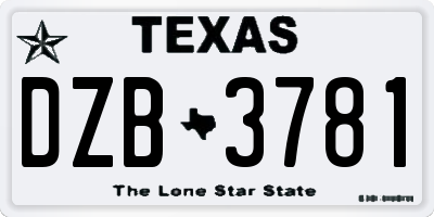 TX license plate DZB3781