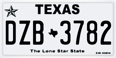 TX license plate DZB3782