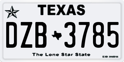 TX license plate DZB3785