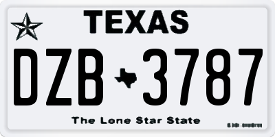 TX license plate DZB3787