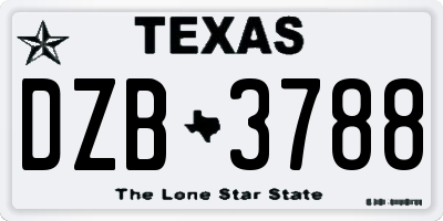 TX license plate DZB3788