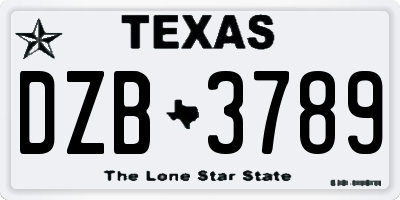 TX license plate DZB3789