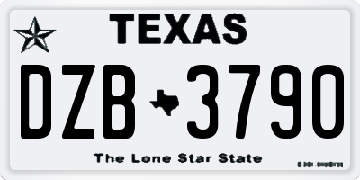 TX license plate DZB3790