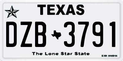 TX license plate DZB3791