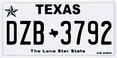 TX license plate DZB3792