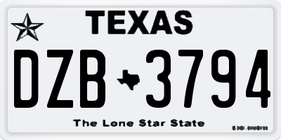 TX license plate DZB3794
