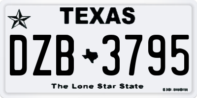 TX license plate DZB3795