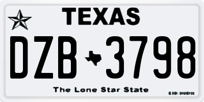 TX license plate DZB3798