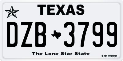 TX license plate DZB3799