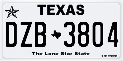 TX license plate DZB3804