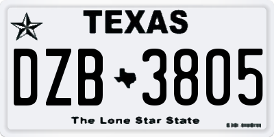TX license plate DZB3805
