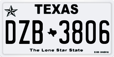 TX license plate DZB3806