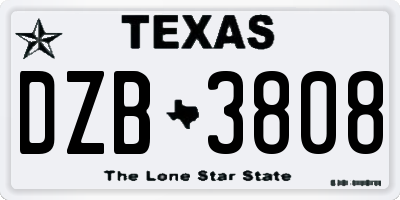 TX license plate DZB3808