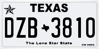 TX license plate DZB3810