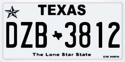 TX license plate DZB3812