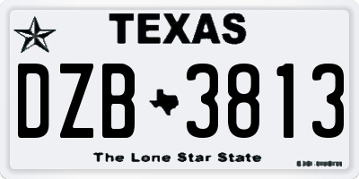 TX license plate DZB3813