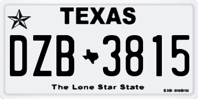 TX license plate DZB3815