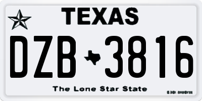 TX license plate DZB3816