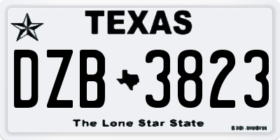 TX license plate DZB3823