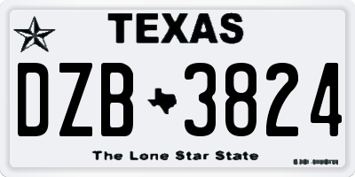 TX license plate DZB3824