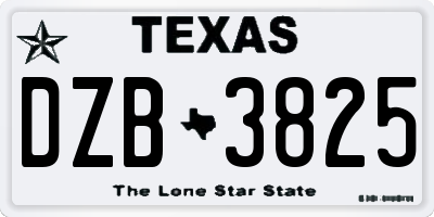 TX license plate DZB3825