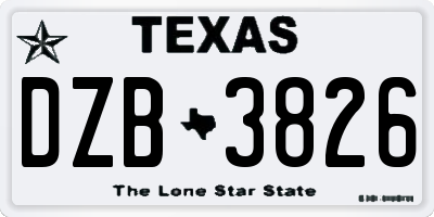 TX license plate DZB3826