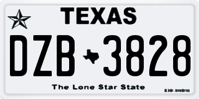 TX license plate DZB3828