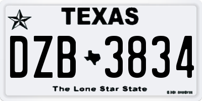 TX license plate DZB3834