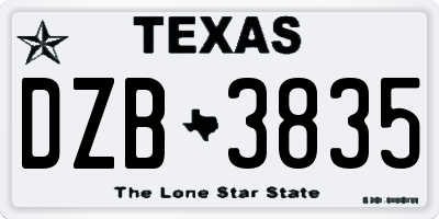 TX license plate DZB3835