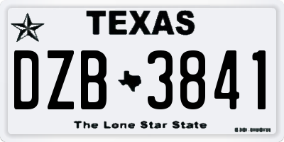 TX license plate DZB3841