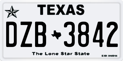 TX license plate DZB3842