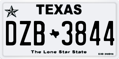 TX license plate DZB3844