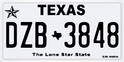 TX license plate DZB3848