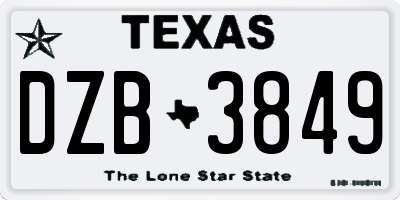 TX license plate DZB3849