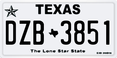 TX license plate DZB3851
