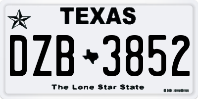 TX license plate DZB3852