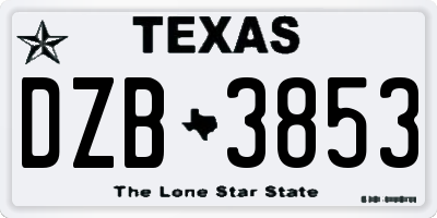 TX license plate DZB3853