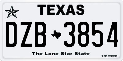 TX license plate DZB3854