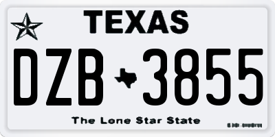 TX license plate DZB3855