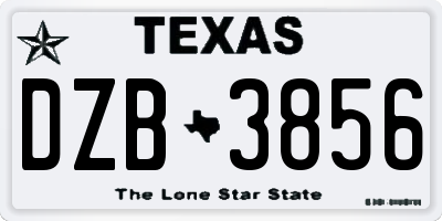TX license plate DZB3856