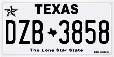 TX license plate DZB3858