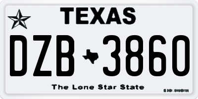 TX license plate DZB3860